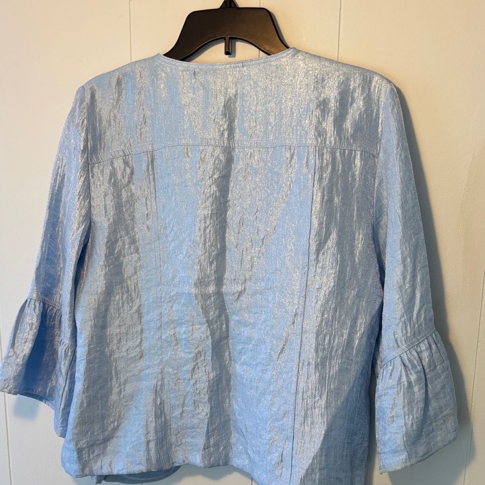 Ruby Rd. Light Blue Shimmer Button-Front Jacket - image 5